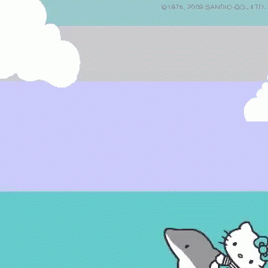 Animated Hello Kitty Riding A Dolphin GIF