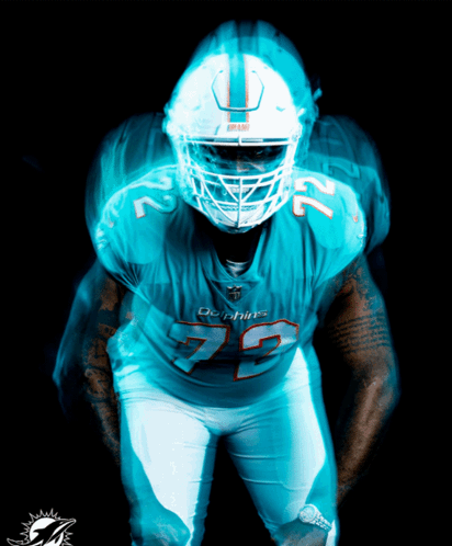 Dolphins Football Player Number 72 Glowing In The Dark GIF