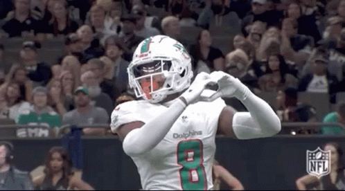Dolphins Player Making Heart With Hands In Front Of Crowd GIF