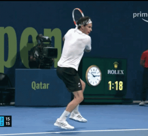 Dominic Thiem Jumping Backhand GIF