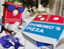 Dominos Pizza Box Vintage Ad GIF