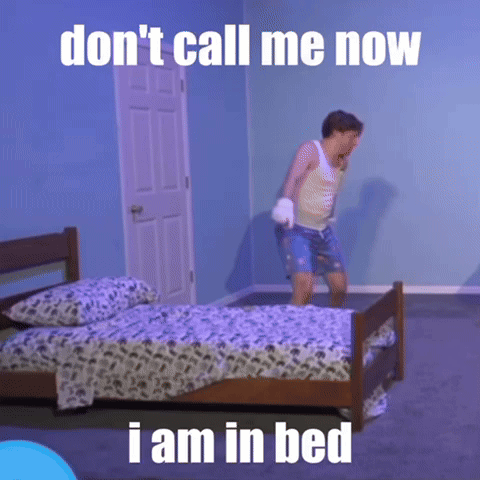 Don't Call Me Now Man Jumping on Bed
