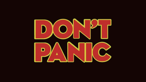 Don't Panic Poster In Red Letters GIF