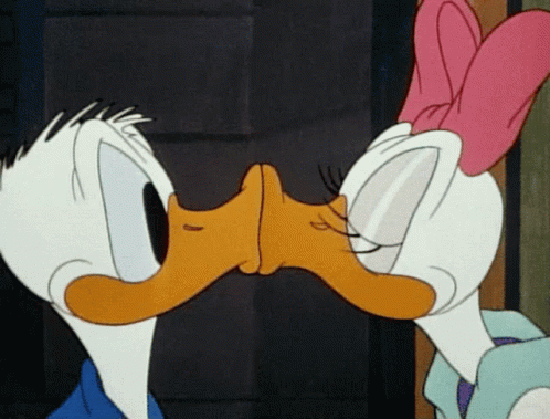 Donald Duck And Daisy Duck Kissing With Their Tongues Out GIF