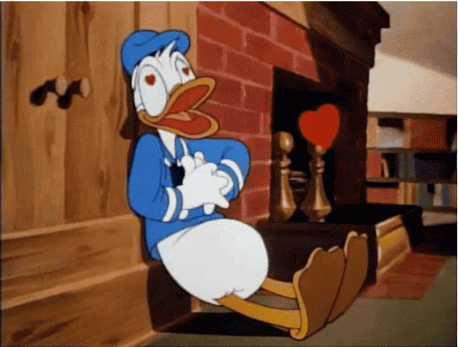 Donald Duck Can't Contain Beating Animated Hearts GIF