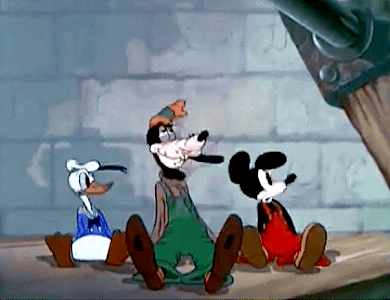 Donald Duck Goofy and Mickey Mouse Sitting