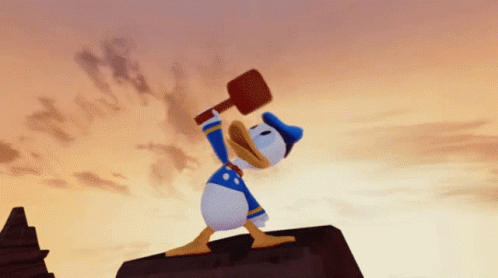 Donald Duck Holding Wooden Shovel GIF