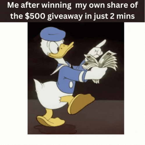 Donald Duck Is Holding A Bunch Of Money And Pointing GIF