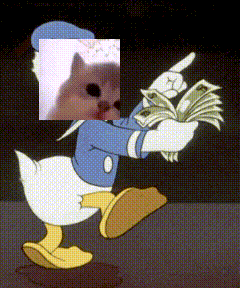 Donald Duck Is Holding A Bunch Of Money In His Hands GIF