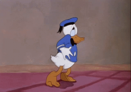 Donald Duck Is Walking On A Tiled Floor In A Cartoon . GIF