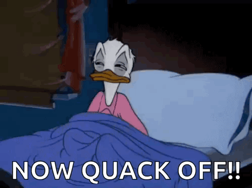 Donald Duck Lying in Bed Quack Off