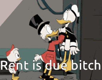 Donald Duck Next To Duck Rent Is Due GIF