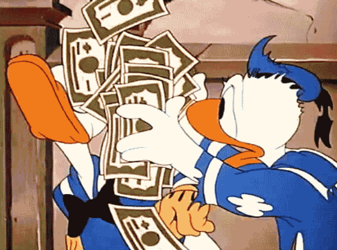 Donald Duck Slapped With Money GIF