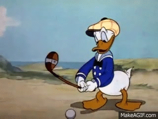 Donald Duck Wearing Hat Holding Golf Club