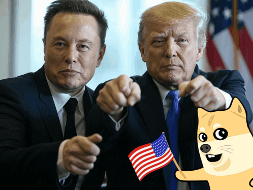 Donald Trump And Elon Musk Are Pointing At Each Other GIF