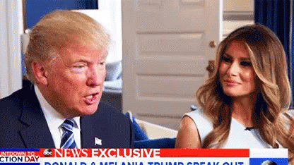 Donald Trump And Melania Trump Are Sitting Next To Each Other And Talking GIF