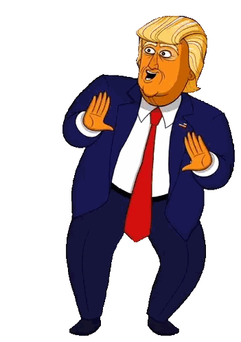 Donald Trump Cartoon in Blue Suit and Red Tie
