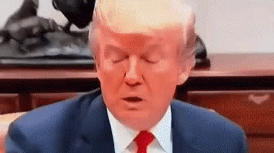 Donald Trump Eyes Closed at Desk