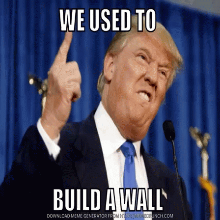 Donald Trump Giving The Middle Finger With The Words We Used To Build A Wall GIF
