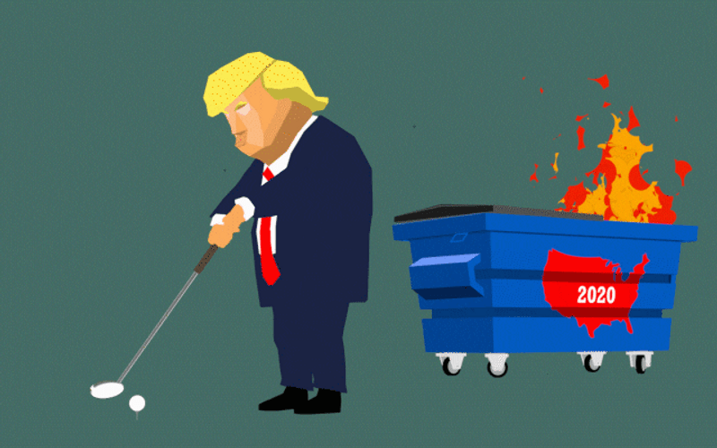 Donald Trump Golfing Dumpster Fire Meme GIF