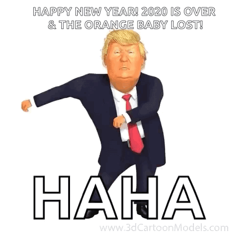 Donald Trump Happy New Year 2020 Over Orange Baby Lost GIF