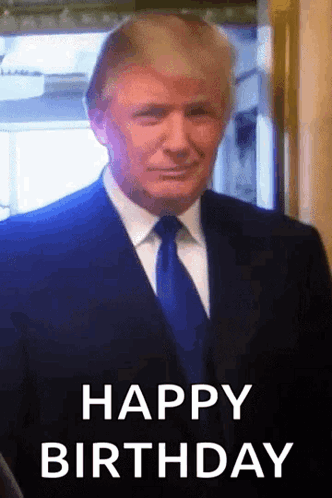 Donald Trump In Suit And Tie Saying Happy Birthday GIF