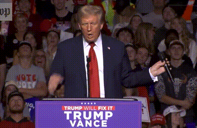 Donald Trump Is Giving A Speech At A Trump Vance Rally GIF