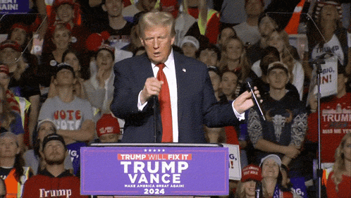 Donald Trump Is Giving A Speech At A Trump Vance Rally GIF