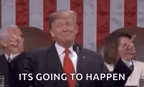 Donald Trump Is Smiling And Pointing At The Camera While Giving A Speech At A Political Convention . GIF