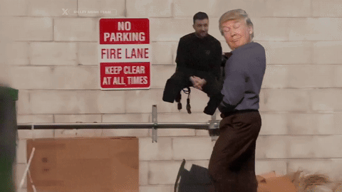 Donald Trump Is Standing In Front Of A No Parking Sign GIF