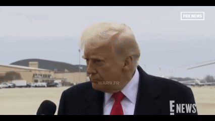 Donald Trump Is Talking Into A Microphone While Wearing A Suit And Tie . GIF