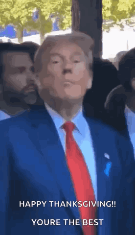 Donald Trump Is Wearing A Blue Suit And Red Tie And Making A Face . GIF