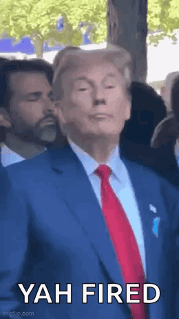 Donald Trump Is Wearing A Blue Suit And Red Tie And Making A Funny Face . GIF