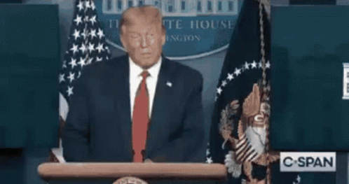 Donald Trump Making Funny Face Holding Microphone In Front Of Fox News Sign GIF
