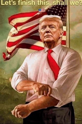 Donald Trump Painting With American Flag