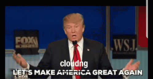 Donald Trump Speaking Into Microphone Saying Cloudng