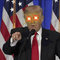 Donald Trump Speech American Flag Glowing Red Eyes