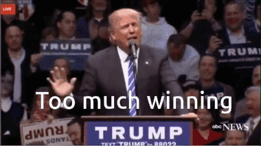 Donald Trump Speech At Podium Saying Trump Too Much Winning GIF