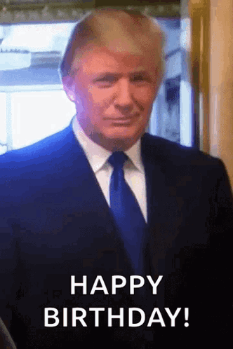 Donald Trump Suit Tie Saying Happy Birthday GIF