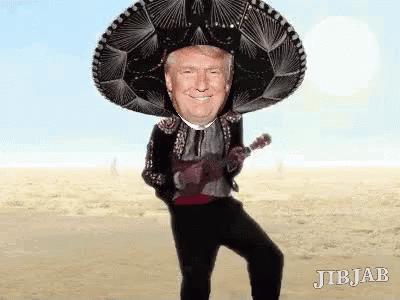 Donald Trump Wearing Sombrero Playing Ukulele