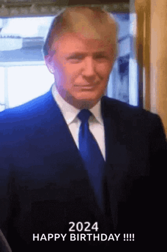 Donald Trump Wishing Happy Birthday in Suit and Tie