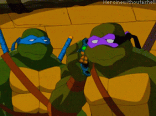 Donatello And Leonardo Calling Someone Tmnt GIF