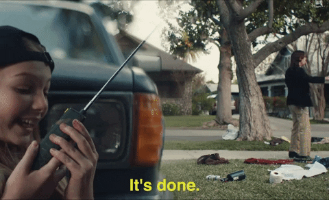 Done And Done Woman Hiding Behind Car Holding Radio GIF