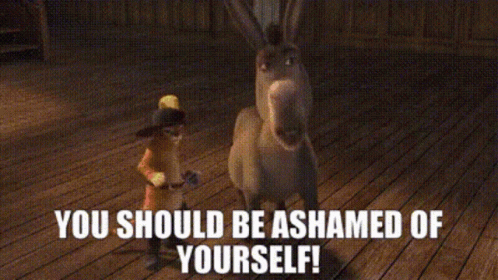 Donkey With Puss In Boots Shame GIF