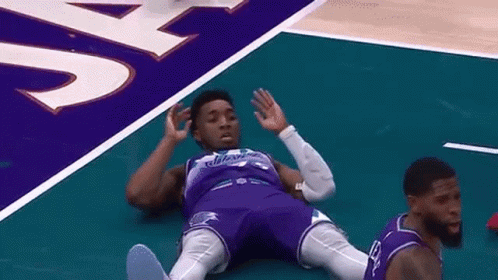 Donovan Mitchell Unlucky Ball Hit GIF