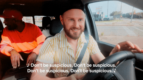 Dont Be Suspicious Awkward Lady Car Ride GIF