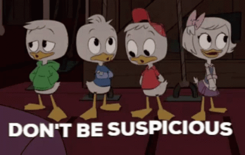 Dont Be Suspicious Nervous Ducklings Disney's Ducktales GIF