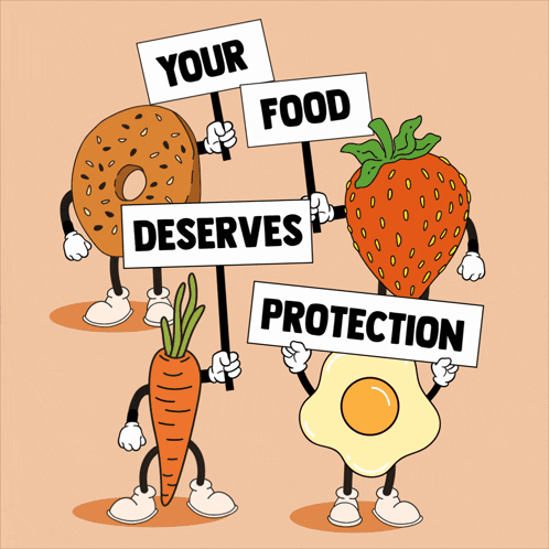 Donut Carrot Strawberry Egg with Your Food Deserves Protection