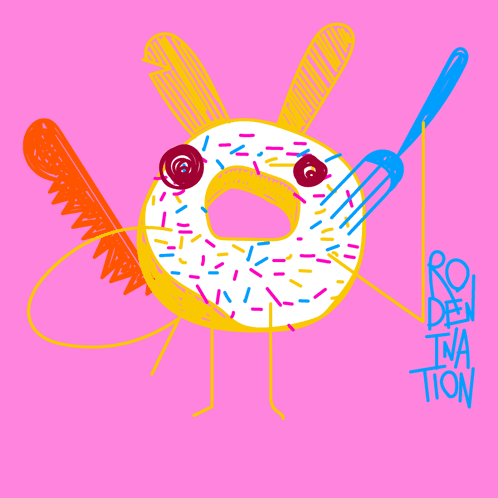 Donut Holding Fork and Saw with Ro Deviation