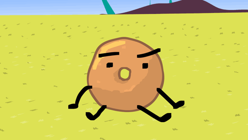 Donut With Arms Running In Field GIF